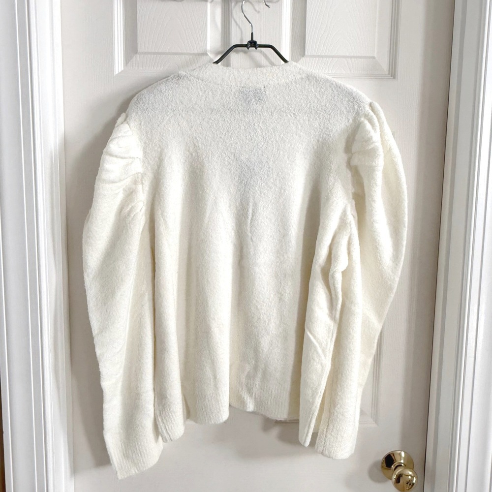 Tuckernuck Pippa Cardigan White Puff Shoulder Wool Mohair Blend Sweater XXL NWT - Picture 5 of 10